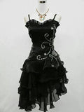 Ndyad Spaghetti Strap Sheath Short Birthday Dresses Black Prom Dresses 2025 Halloween Dress HZ1024
