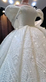Ndyad Off-the-shoulder Ball Gown Beaded Long Wedding Dresses Tulle White Bridal Gowns Short Sleeve Bridal Dresses HZ1024