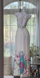 Ndyad V-neck Sheath White Evening Dresses Printed Chiffon White Party Dresses with Open Back HZ1024