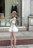 Ndyad Off-the-shoulder Ball Gown Tulle Short Birthday Dresses White Party Dresses HZ1024
