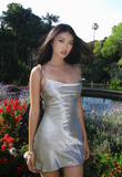 Ndyad Spaghetti Strap Sheath Grey Short Formal Dresses Satin Grey Party Dresses Backless Homecoming Dresses HZ1024