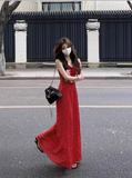 Ndyad holiday style red strappy suspender floral dress HZ1024