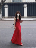 Ndyad holiday style red strappy suspender floral dress HZ1024
