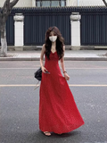 Ndyad holiday style red strappy suspender floral dress HZ1024