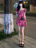 Ndyad retro sweet backless pink floral dress HZ1024