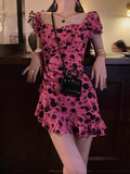 Ndyad retro sweet backless pink floral dress HZ1024