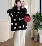 Ndyad Heart Jacquard Women's Knitted Long Sleeve Cardigan HZ1024