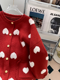 Ndyad Heart Jacquard Women's Knitted Long Sleeve Cardigan HZ1024