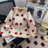 Ndyad Heart Jacquard Women's Knitted Long Sleeve Cardigan HZ1024