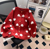 Ndyad Heart Jacquard Women's Knitted Long Sleeve Cardigan HZ1024
