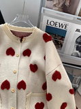 Ndyad Heart Jacquard Women's Knitted Long Sleeve Cardigan HZ1024