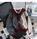 Ndyad contrast lace patchwork long-sleeved sweater HZ1024