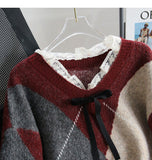 Ndyad contrast lace patchwork long-sleeved sweater HZ1024