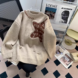Ndyad retro long sleeve round neck pullover sweater HZ1024