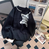 Ndyad retro long sleeve round neck pullover sweater HZ1024