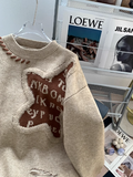 Ndyad retro long sleeve round neck pullover sweater HZ1024