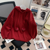 Ndyad Christmas New Year Retro Hooded Pullover Sweater HZ1024