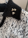 Ndyad collar vintage pattern wool knitted sweater HZ1024