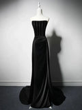 Ndyad Satin Black Long Prom Dress, Black Long Formal Dress HZ1024