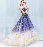 Ndyad Tulle Blue Long Prom Dress, Blue Tulle Long Evening Dresses HZ1024