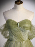 Ndyad Green Long Prom Dress, Green Tulle Formal Evening Dress HZ1024