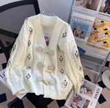 Ndyad Horn Button Embroidered Cardigan HZ1024