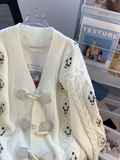 Ndyad Horn Button Embroidered Cardigan HZ1024