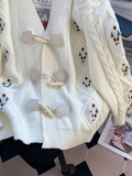 Ndyad Horn Button Embroidered Cardigan HZ1024