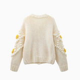 Ndyad thick needle three-dimensional flower beanie sweater knitted cardigan HZ1024