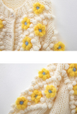 Ndyad thick needle three-dimensional flower beanie sweater knitted cardigan HZ1024