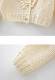 Ndyad thick needle three-dimensional flower beanie sweater knitted cardigan HZ1024