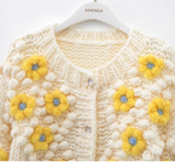 Ndyad thick needle three-dimensional flower beanie sweater knitted cardigan HZ1024
