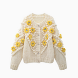 Ndyad thick needle three-dimensional flower beanie sweater knitted cardigan HZ1024