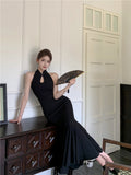 Ndyad Chinese style improved cheongsam buttoned halter neck fishtail skirt HZ1024
