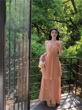 Ndyad A-line V-Neck Suspender Long Beach Dress Holiday Style Summer Fashion Dress HZ1024