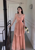 Ndyad A-line V-Neck Suspender Long Beach Dress Holiday Style Summer Fashion Dress HZ1024