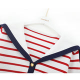 Ndyad collar cape top with striped sweater and cardigan HZ1024