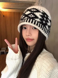 Ndyad diamond plaid warm wool hat HZ1024