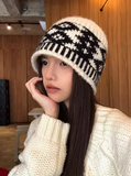 Ndyad diamond plaid warm wool hat HZ1024