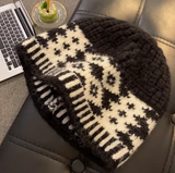Ndyad diamond plaid warm wool hat HZ1024