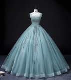 Ndyad A-line mesh sequins formal long dress, green sequins evening dress HZ1024