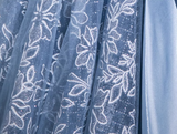 Ndyad A-line Off-shoulder Tulle Satin Long Prom Dress, Blue Evening Dress HZ1024