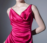 Ndyad red satin backless suspender dress HZ1024