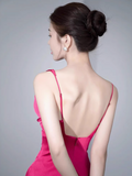 Ndyad red satin backless suspender dress HZ1024