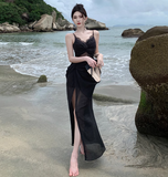 Ndyad retro lace seaside holiday purple dress HZ1024