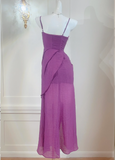 Ndyad retro lace seaside holiday purple dress HZ1024