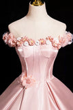 Ndyad A-Line Off Shoulder Satin Long Prom Dress, Beautiful A-Line Off the Shoulder Party Dress HZ1024