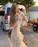 Ndyad Tea Break Ruffle Chiffon Floral Sling Dress HZ1024