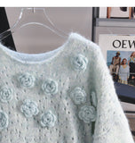 Ndyad Sequined 3D Flower Knitted Sweater HZ1024