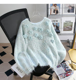 Ndyad Sequined 3D Flower Knitted Sweater HZ1024